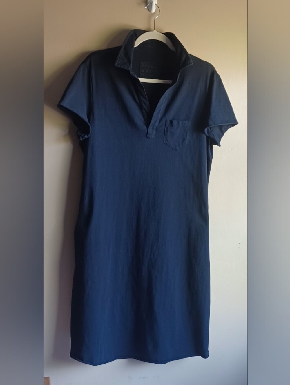 FRANK & EILEEN lauren Cotton Polo Dress in Navy Blue XL